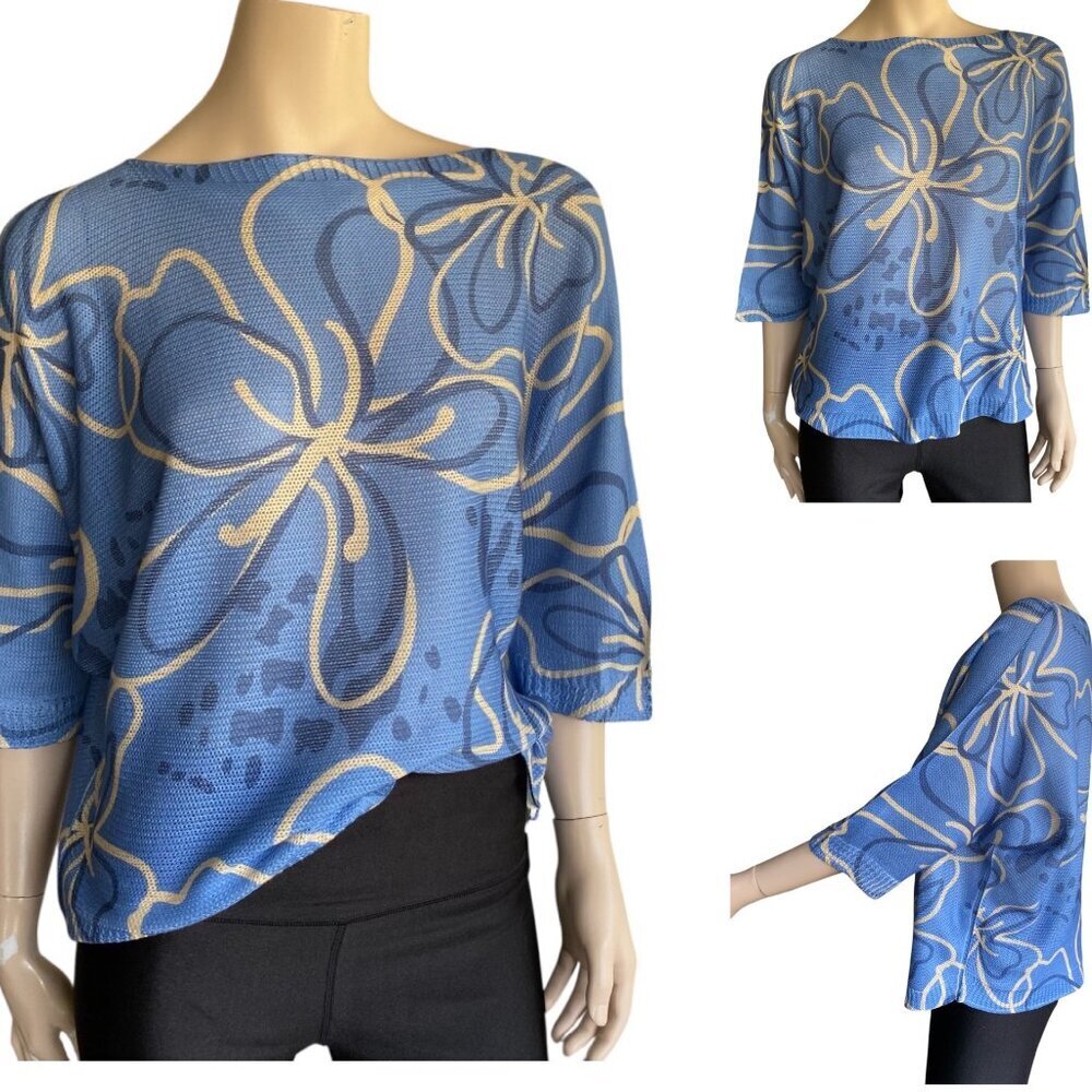 Via Vital Made In Italy Floral Scribble Sweater Sz M​​